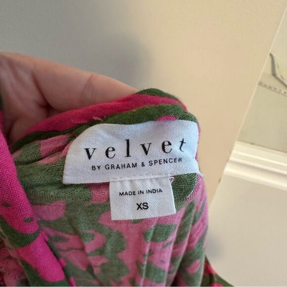 Tuckernuck Velvet Graham & Spencer Cotton Green Pink Floral MIDI Dress XS - Picture 15 of 16